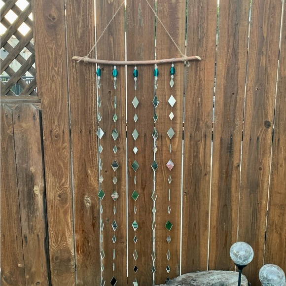 Mirrors & Teal Glass Beads Wind Chime Sun Catcher - Picture 14 of 16